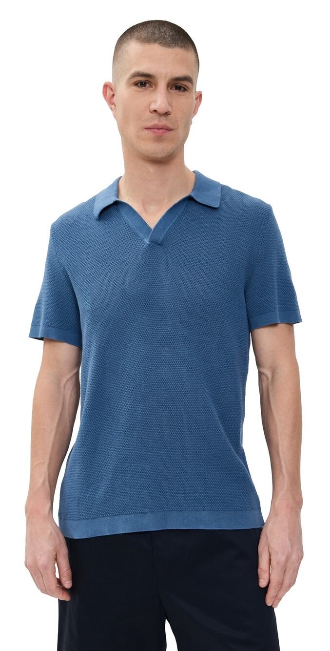 Onia Cotton Textured Johnny Collar Polo Vintage Indigo Large